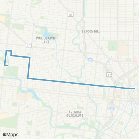 VIA Metropolitan Transit Martin / Ruiz 77-79 Lineup map