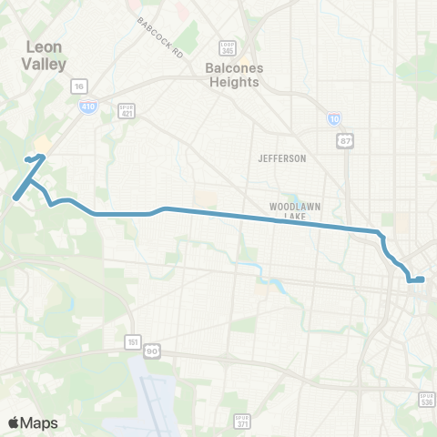 VIA Metropolitan Transit Culebra 82 Lineup map