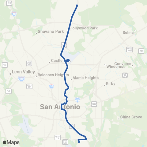 VIA Metropolitan Transit US 281 Stone Oak / Brooks map