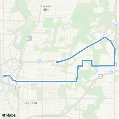 VIA Metropolitan Transit Hays / E Houston 22-24 Lineup map