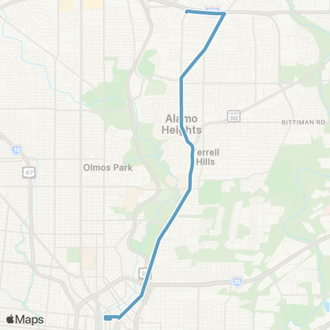 VIA Metropolitan Transit Broadway 9 Lineup map