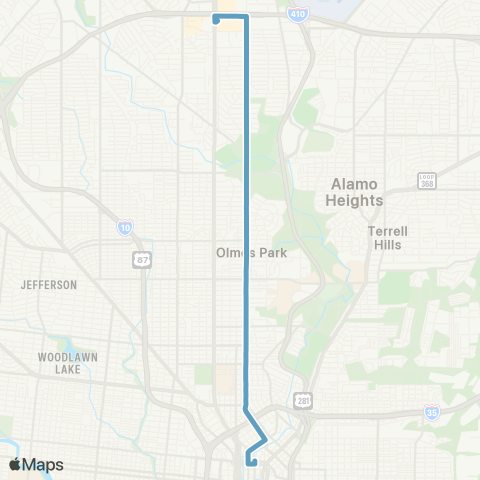 VIA Metropolitan Transit San Pedro / McCullough 4-5 Lineup map