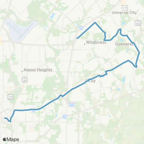 VIA Metropolitan Transit Kirby / Converse map