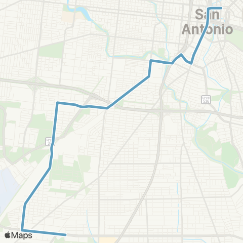 VIA Metropolitan Transit Nogalitos / Kirk 51-62 Lineup map