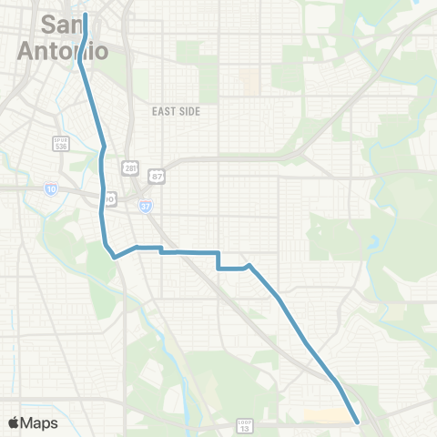 VIA Metropolitan Transit Steves / S St Marys 32-34 Lineup map