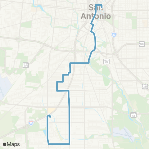 VIA Metropolitan Transit Commercial 46 Lineup map