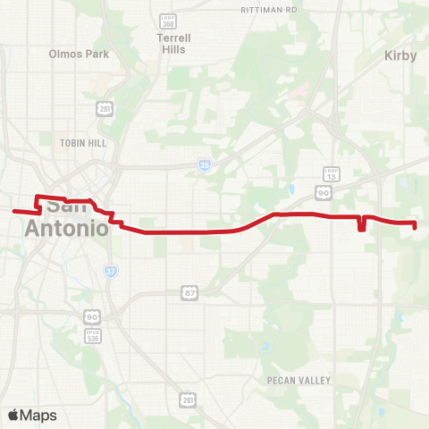 VIA Metropolitan Transit East Commerce map