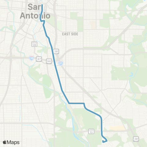 VIA Metropolitan Transit Roosevelt / S Presa 42-36 Lineup map