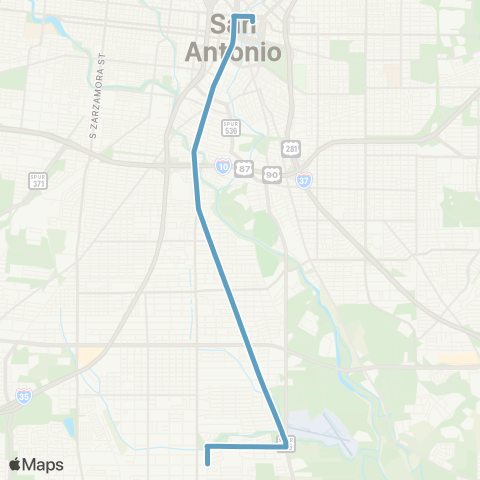 VIA Metropolitan Transit S Flores / Pleasanton 43-44 Lineup map