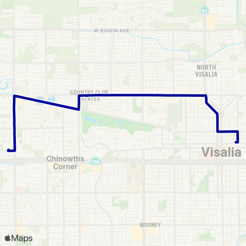 Visalia Transit Route 6 map