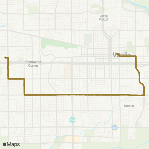 Visalia Transit Route 5 map