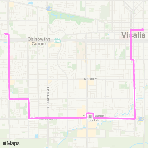 Visalia Transit Route 2 map