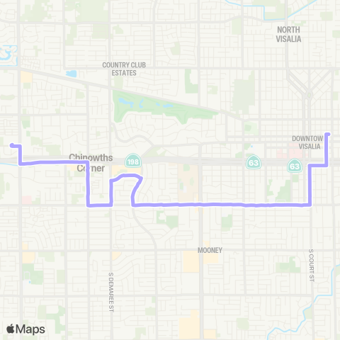 Visalia Transit Route 4 map