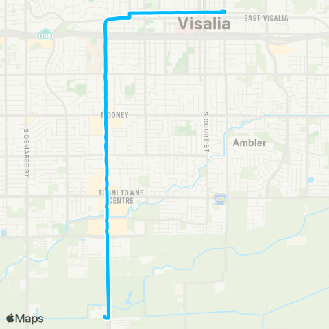 Visalia Transit Route 1 map