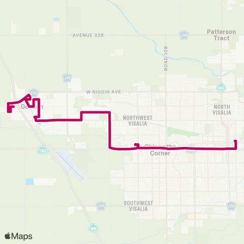 Visalia Transit Route 15 map