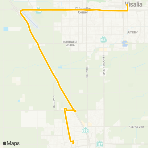 Visalia Transit Route 11x map