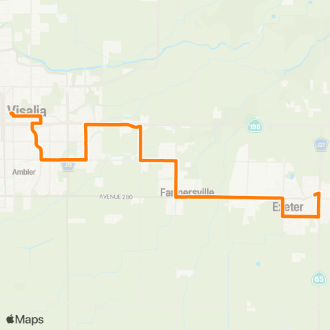 Visalia Transit Route 9 map