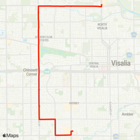 Visalia Transit Route 16 map