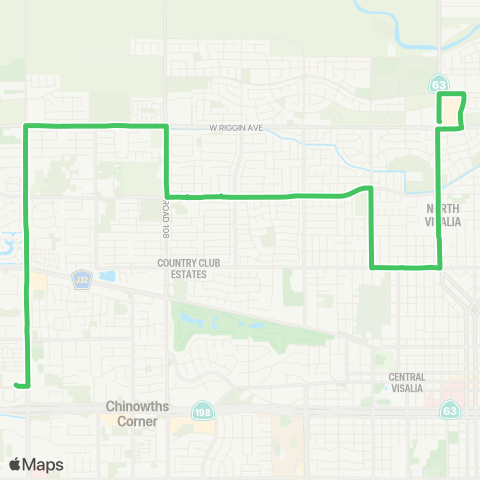 Visalia Transit Route 7 map