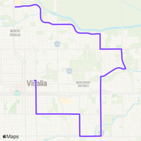 Visalia Transit Route 8 map