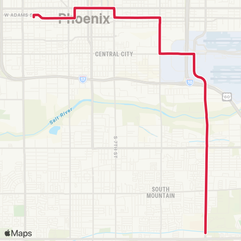 Valley Metro South Mountain East RAPID map