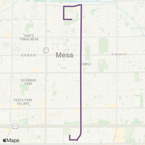 Valley Metro Mesa Dr map