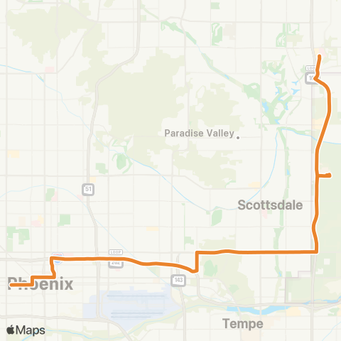 Valley Metro Scottsdale Express map