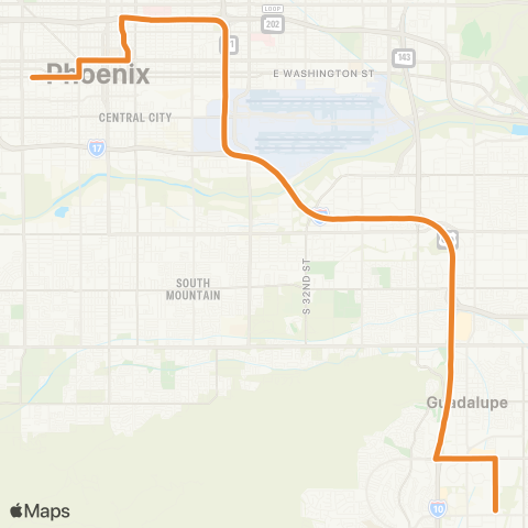 Valley Metro South Tempe Express map