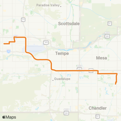 Valley Metro Mesa / Gilbert Express map