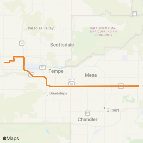 Valley Metro Mesa Express map