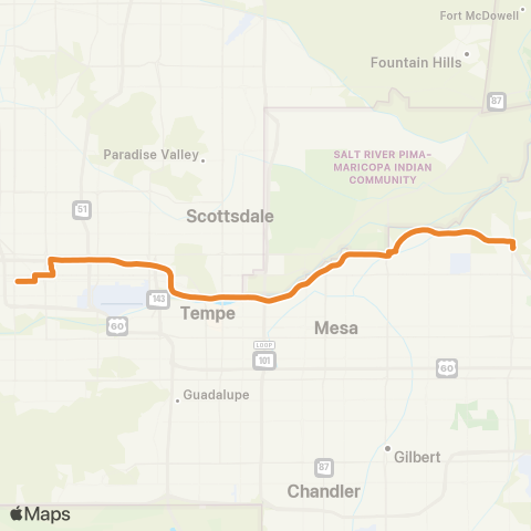 Valley Metro Northeast Mesa Express map