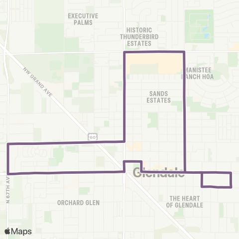 Valley Metro Glendale Urban Shuttle 1 map