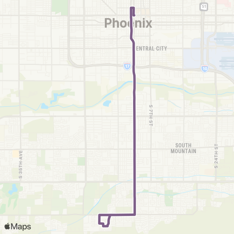 Valley Metro South Central Shuttle map