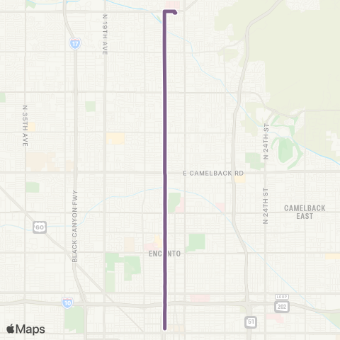 Valley Metro Central Ave map