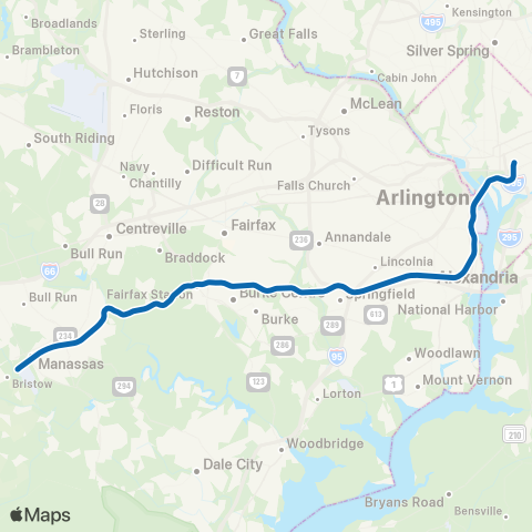 VRE Manassas Line map