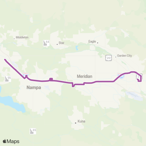 ValleyRide Caldwell-Boise Express map