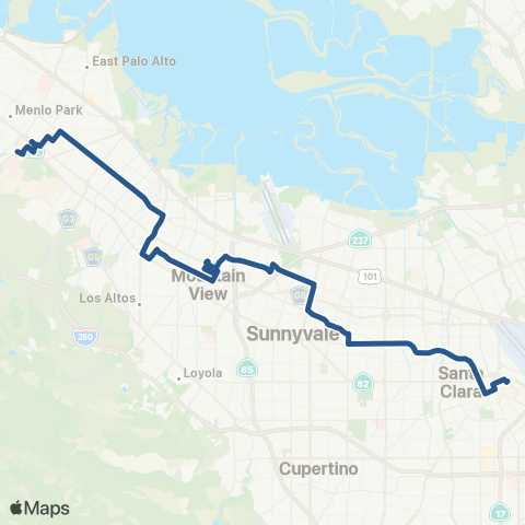 VTA Stanford Shopping Ctr - Santa Clara TC map