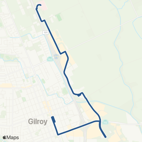 VTA Gilroy TC - St. Louise Hosp via Gilroy Outlets map