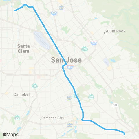 VTA Baypointe - Santa Teresa map