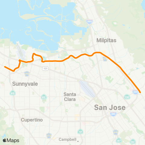 VTA Mountain View - Alum Rock map