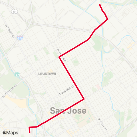 VTA San Jose Diridon - Berryessa BART map