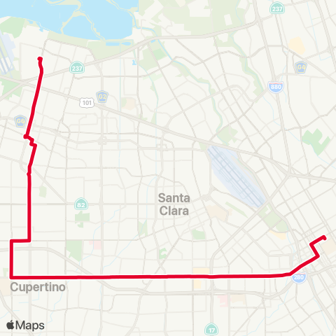 VTA San Jose State - Lockheed Martin via De Anza map