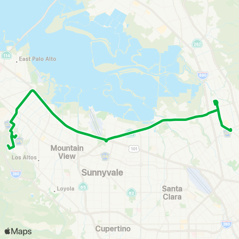 VTA Milpitas BART - Stanford Research Park map