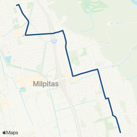 VTA Milpitas HS - Yellowstone & Butano map