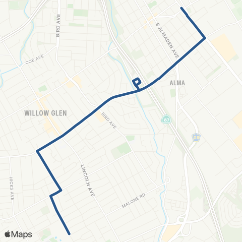 VTA Willow Glen HS - 1st & Keyes map