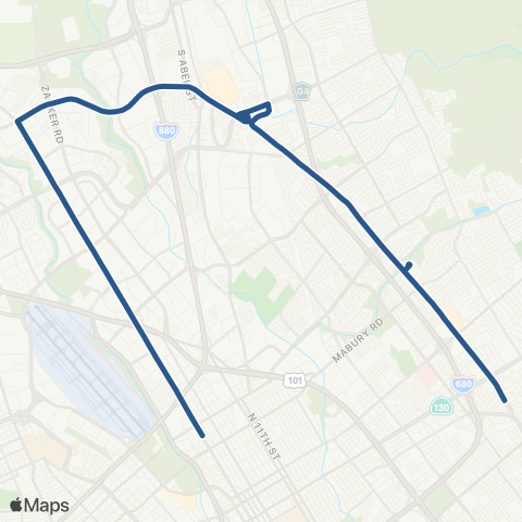 VTA Civic Center - Baypointe - Alum Rock map