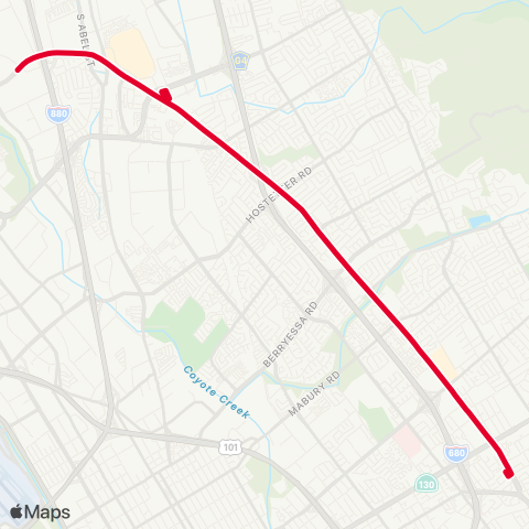 VTA Bus Bridge - Orange Line map