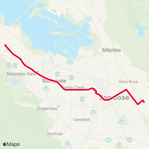 VTA Palo Alto TC - Eastridge map