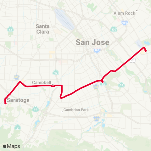 VTA West Valley Coll - Eastridge map