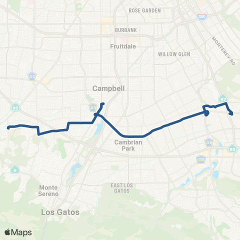 VTA West Valley Coll - Capitol Station map